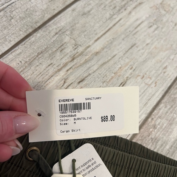 Evereve Dark Green cargo skirt with drawstring casual comfort - Picture 6 of 10